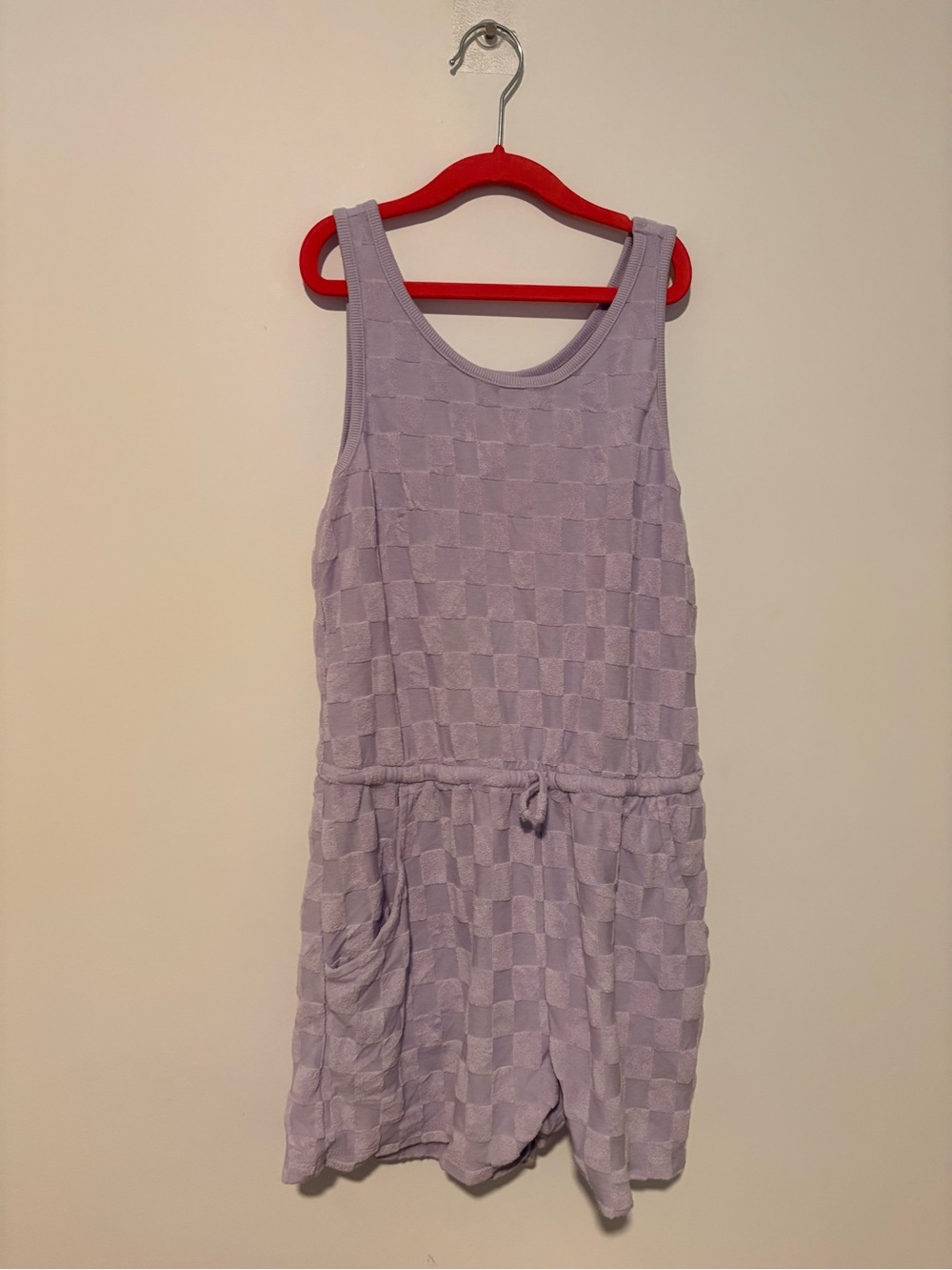 Old Navy Lavender Checker Knit Tank Romper Dress